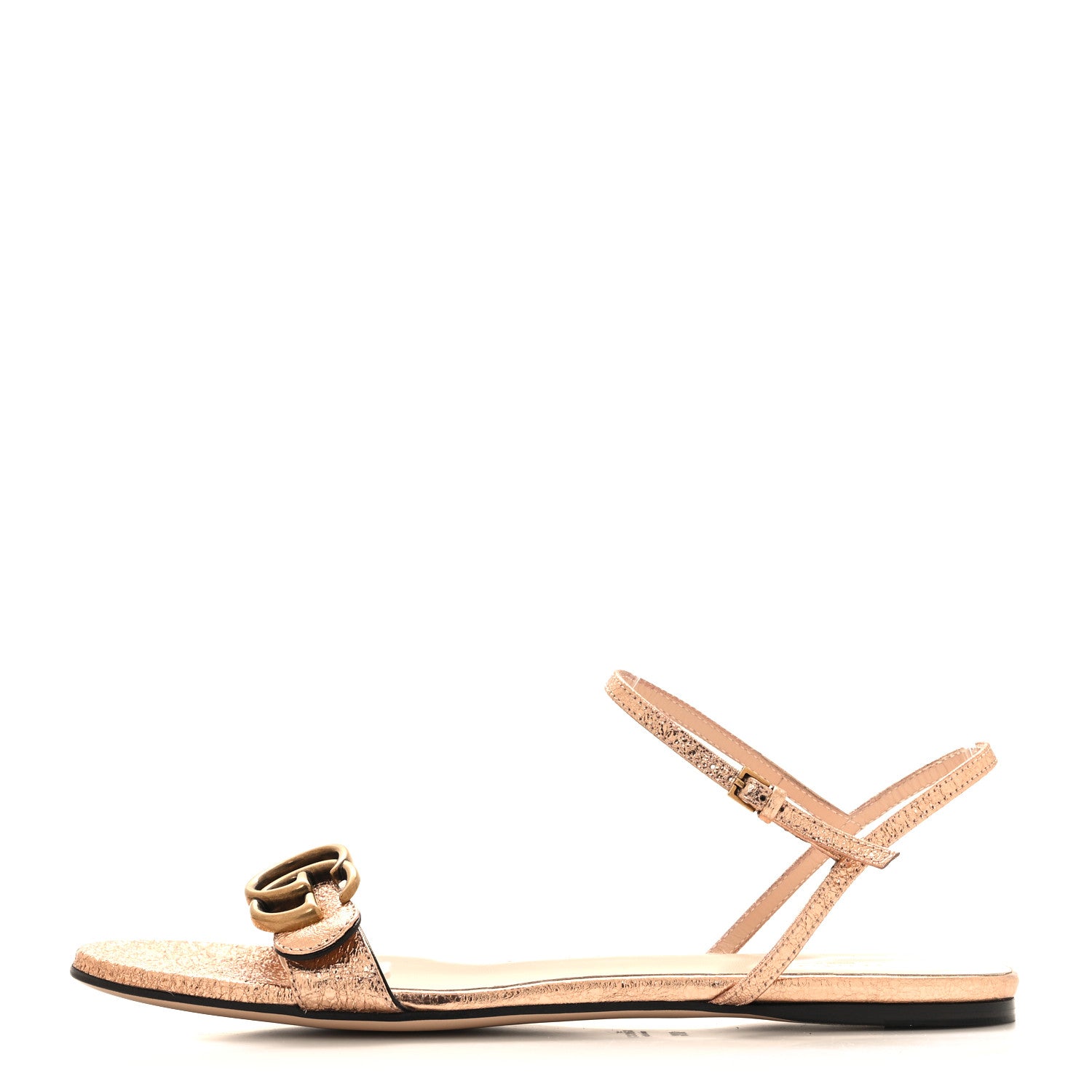 Gucci Galassia GG Marmont Ankle Wrap Flat Sandals 39.5 Salmone 1 of 7