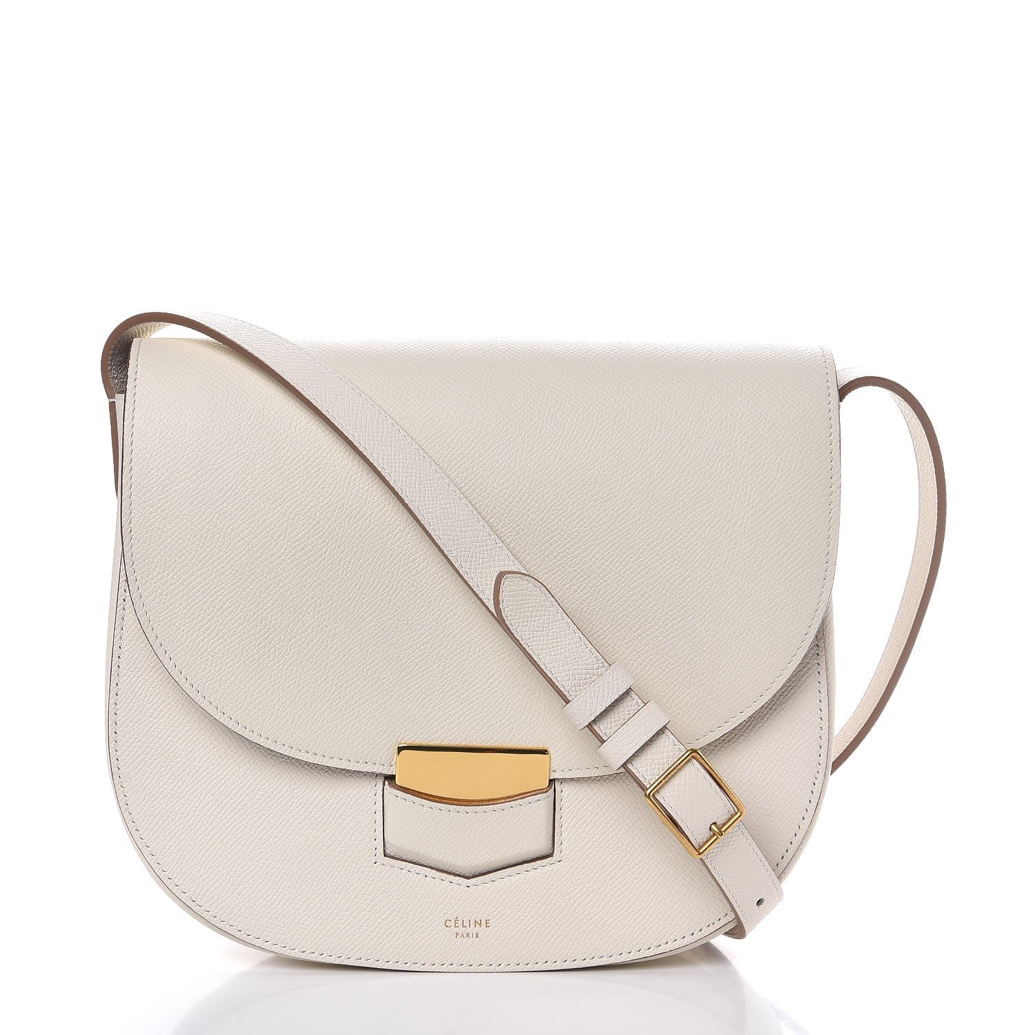 Celine Grained Calfskin Small Trotteur White 1 of 7