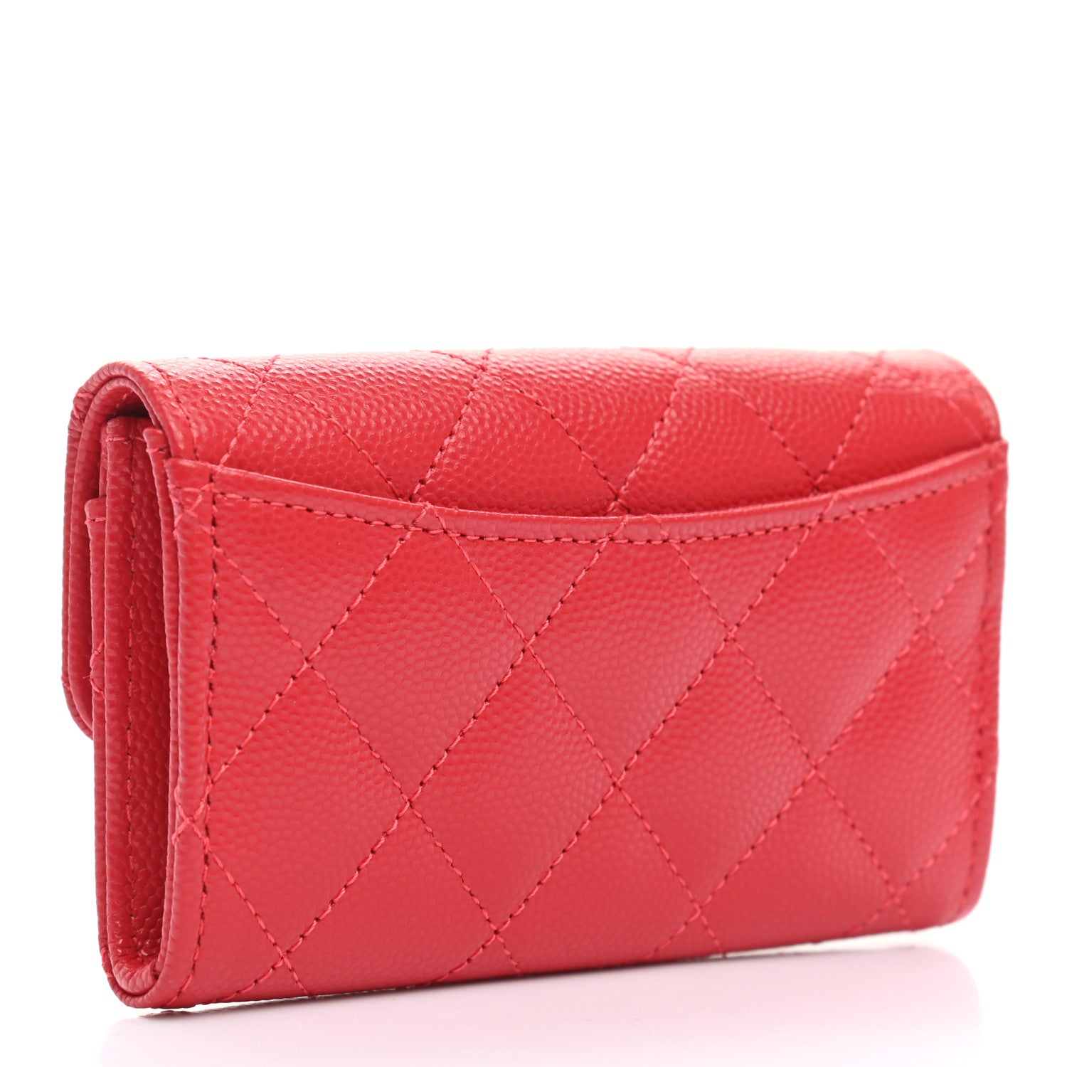 Chanel Caviar Quilted Flap Card Holder Wallet Red 2 of 10
