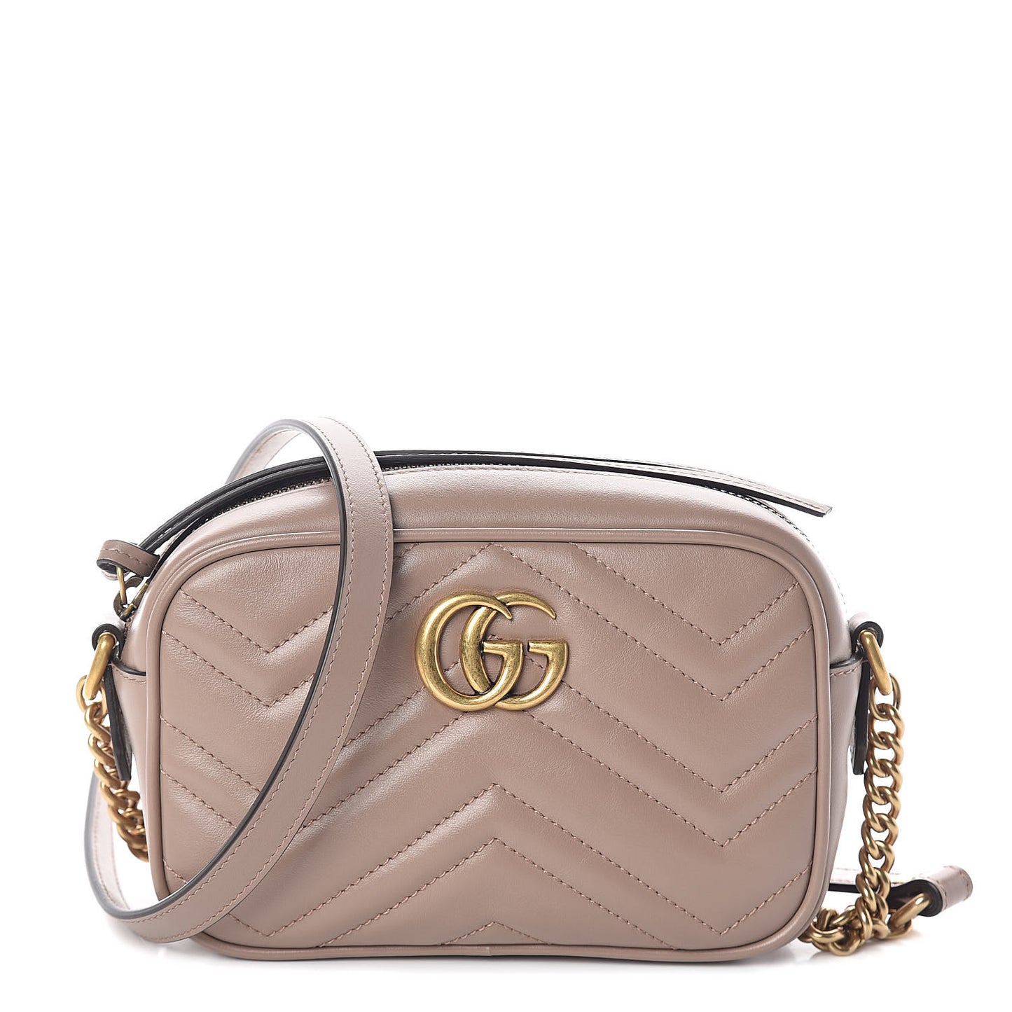 Calfskin Matelasse Mini GG Marmont Chain Shoulder Bag Porcelain Rose