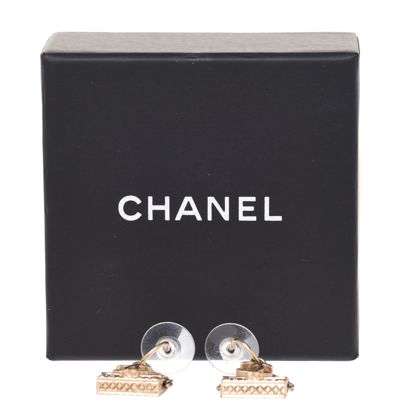 CC Flap Bag Drop Earrings Gold
