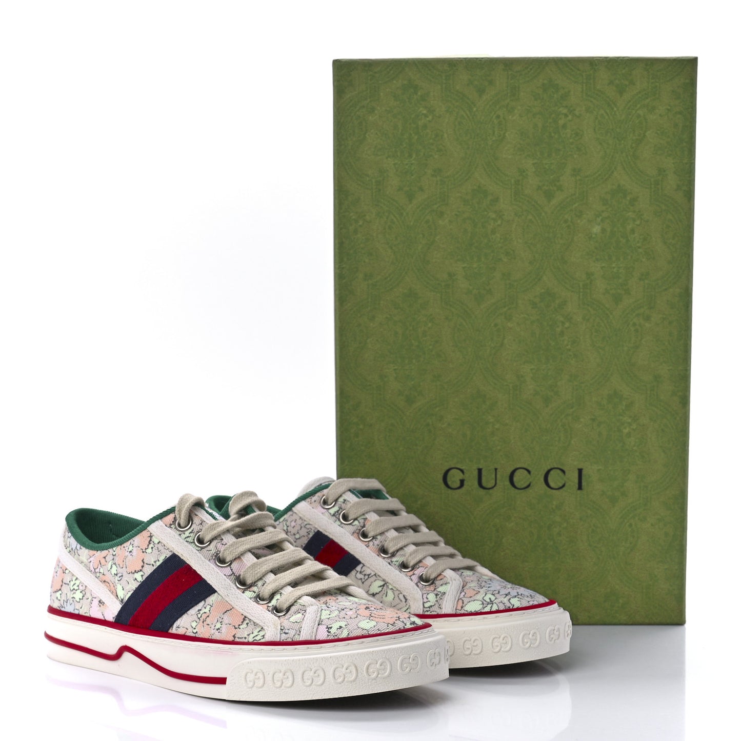X LIBERTY OF LONDON Canvas Web Tracy Print Womens 1977 Tennis Sneakers 35 Mint Peach Mystic White