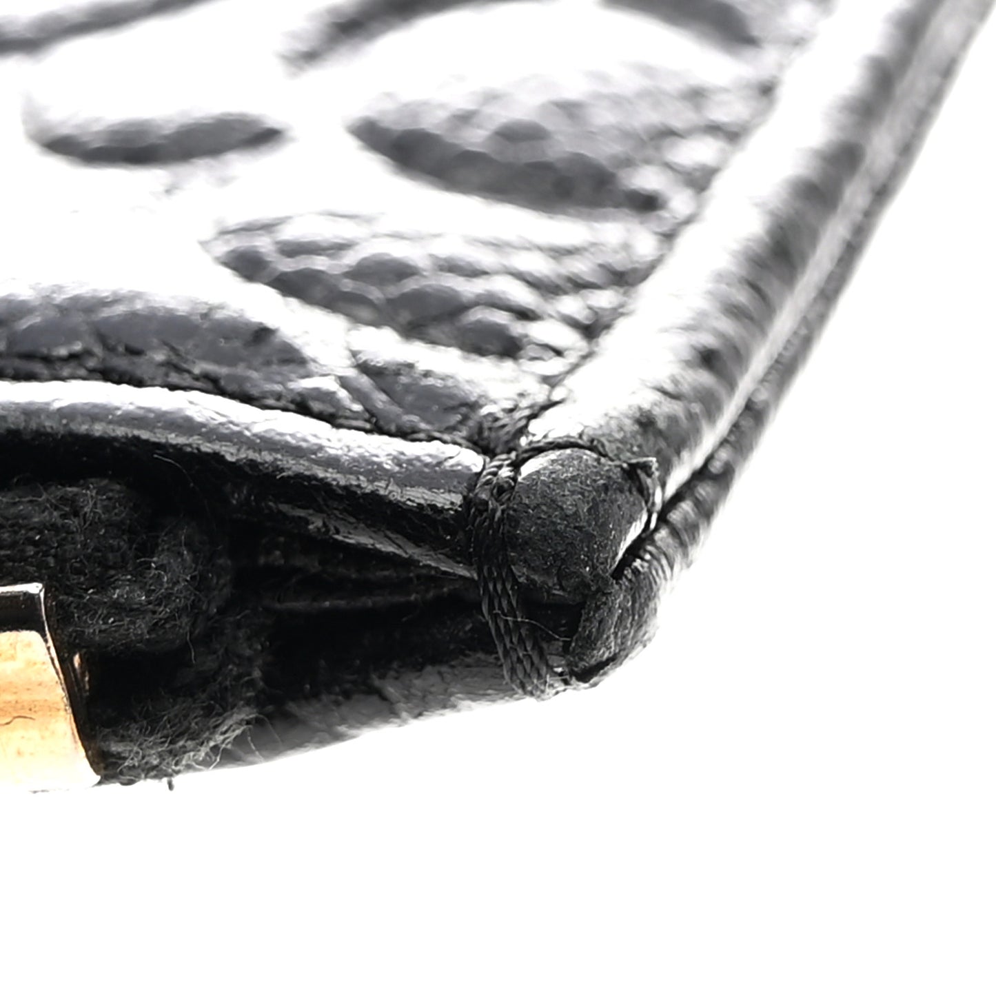 Caviar Camellia Embossed Classic Flat Wallet Pouch Black