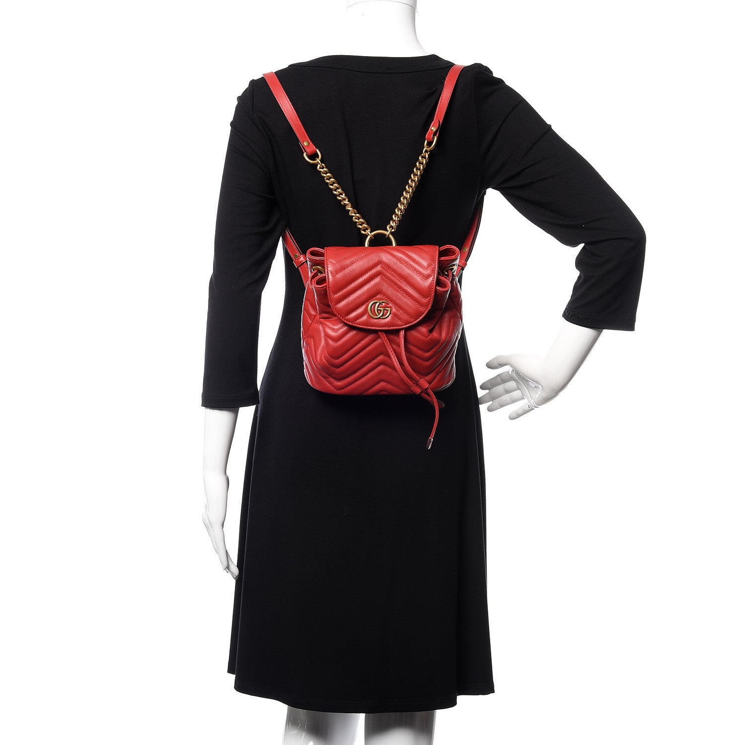 Gucci Calfskin Matelasse GG Marmont Flap Backpack Hibiscus Red 2 of 10