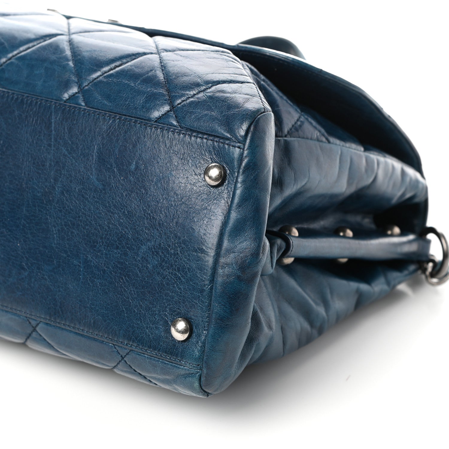 Chanel Glazed Calfskin Boy Satchel Flap Blue 10 of 10