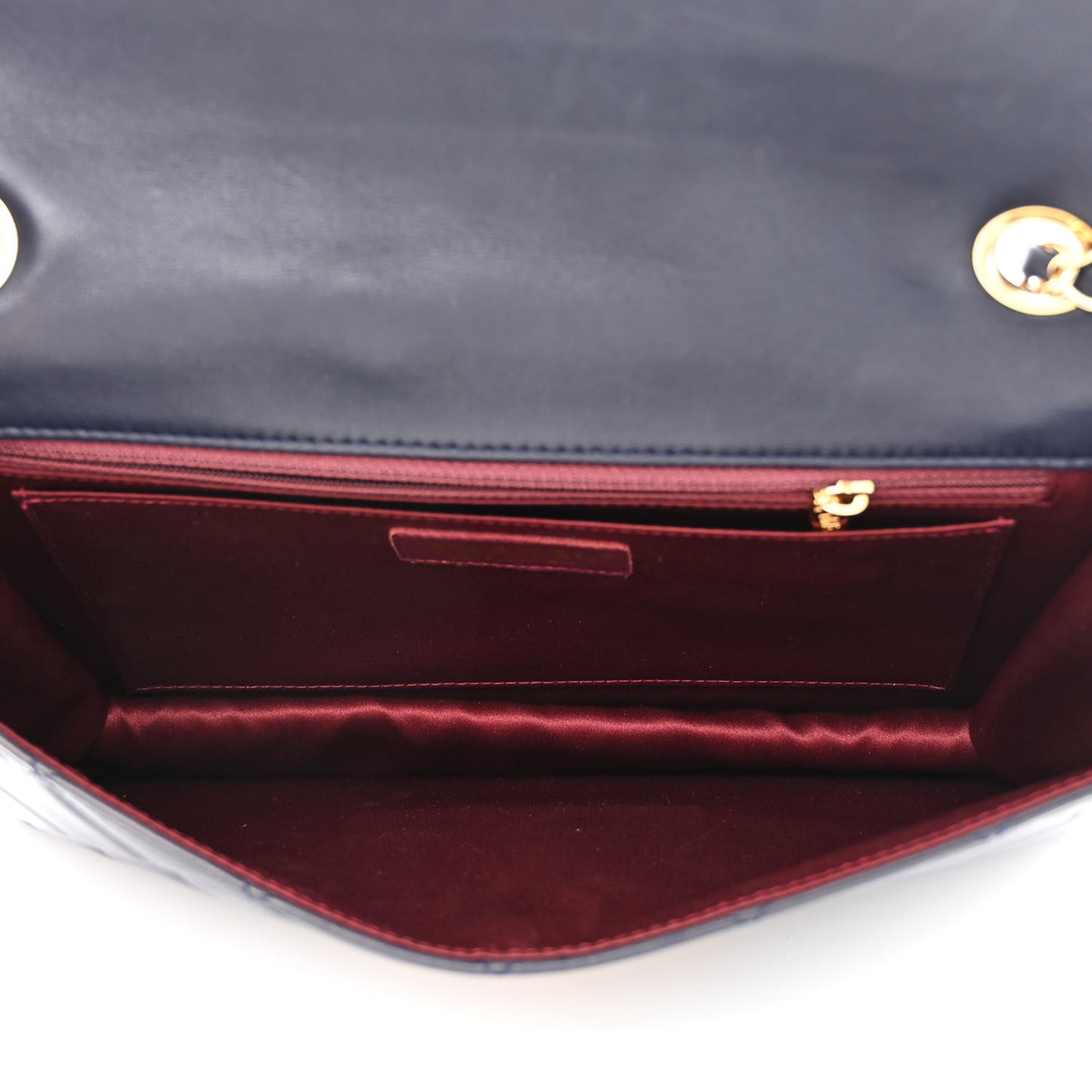 Lambskin Quilted Large Golden Class Flap Navy