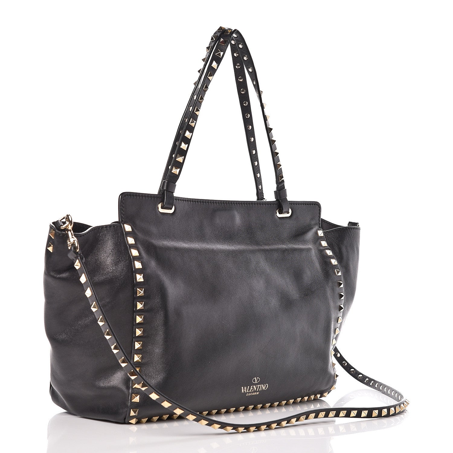 Valentino Garavani Vitello Medium Rockstud Tote Black 4 of 14
