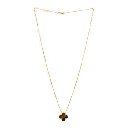 Van Cleef & Arpels 18K Yellow Gold Tiger Eye Vintage Alhambra Pendant Necklace 3 of 4