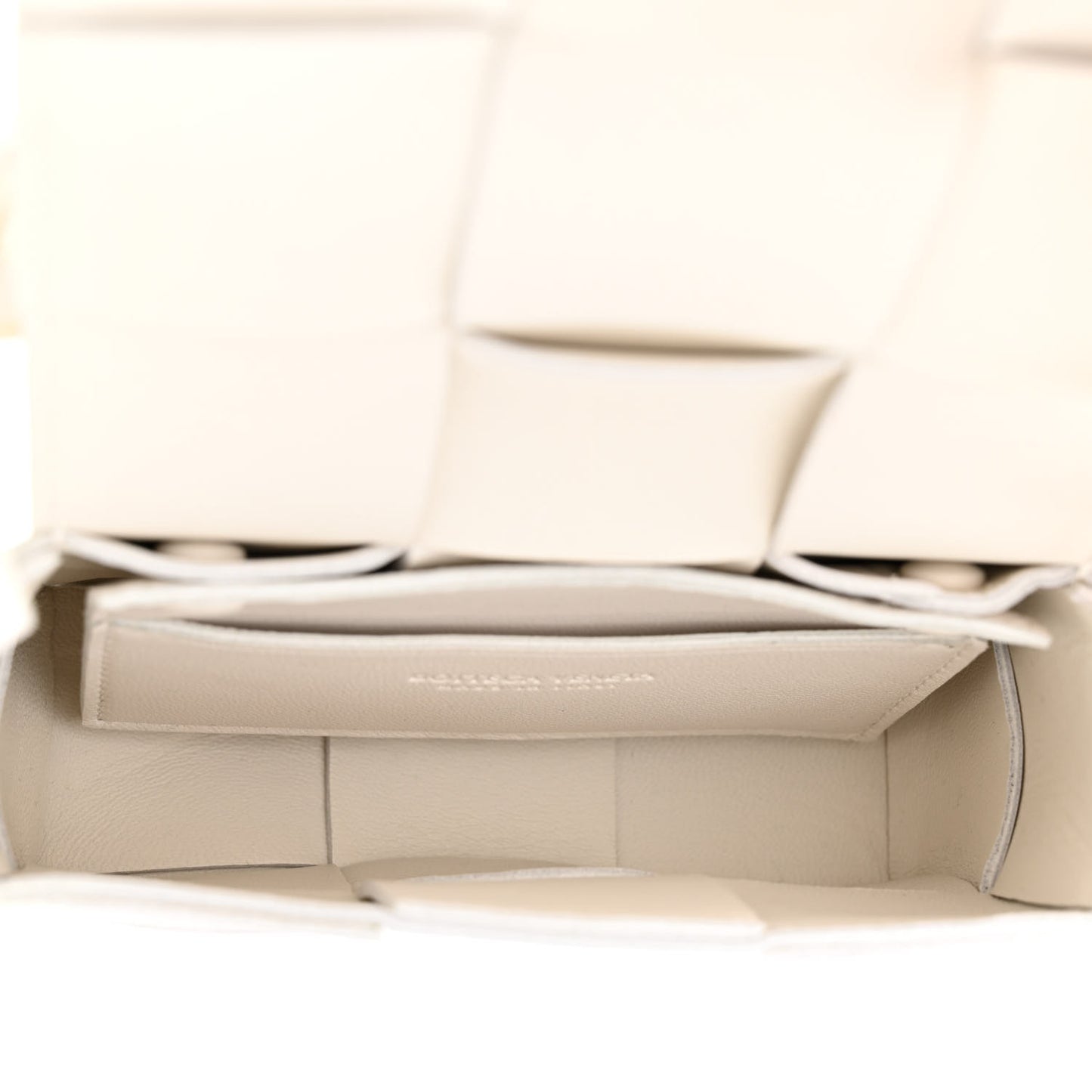 Lambskin Maxi Intrecciato Extra Mini Cassette Crossbody Bag White