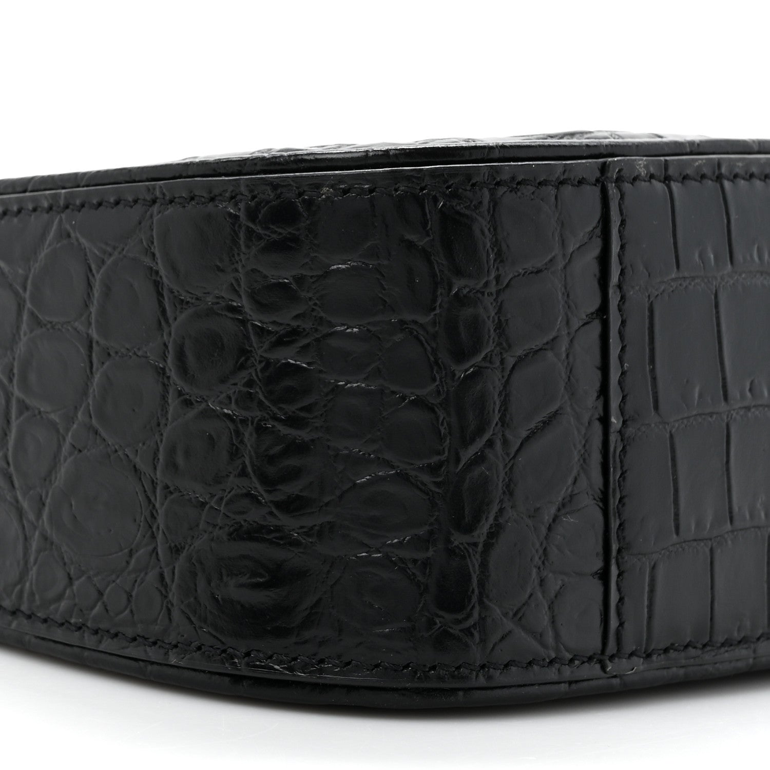 Saint Laurent Calfskin Crocodile Embossed Le 5 A 7 Hobo Black 10 of 10