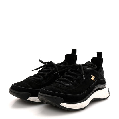Chanel Suede Calfskin Nylon Grosgrain CC Sneakers 38.5 Black 5 of 11