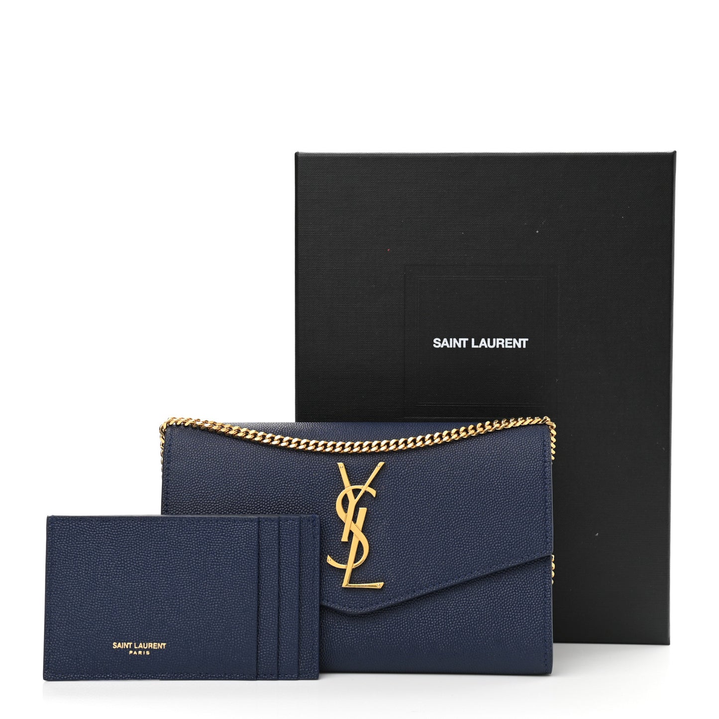 Grain De Poudre Monogram Uptown Chain Wallet Blue Charron
