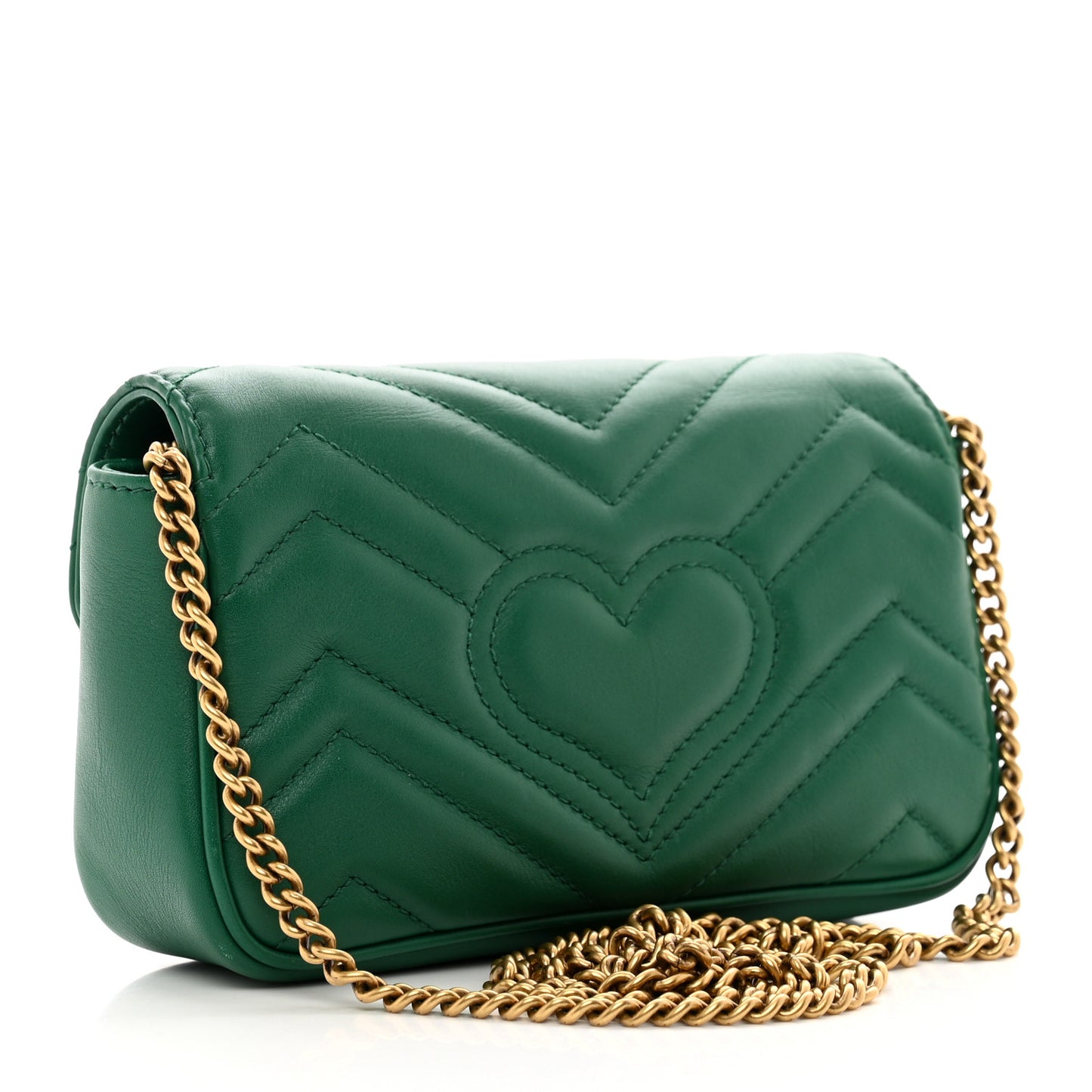Calfskin Matelasse Super Mini GG Marmont Shoulder Bag Emerald Green
