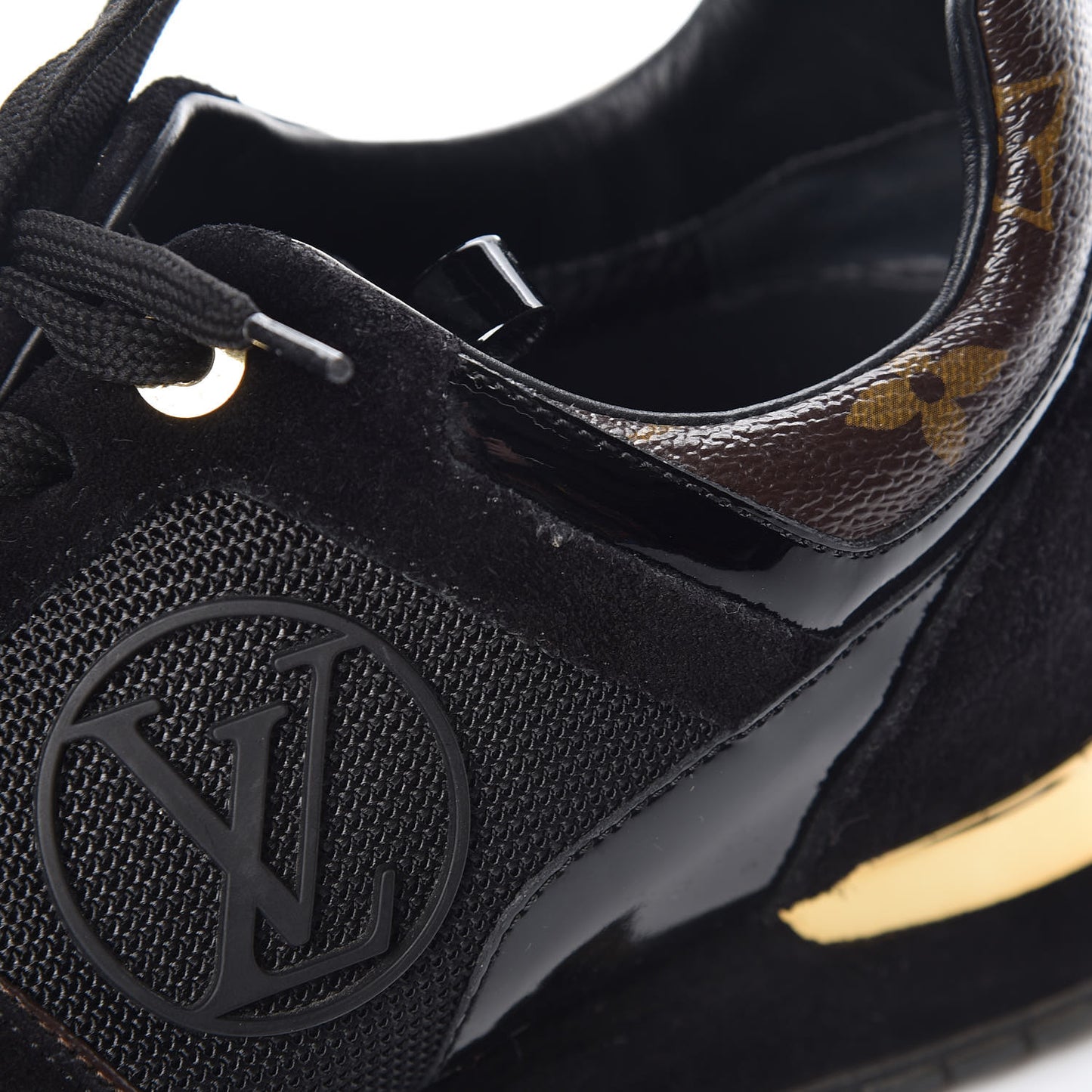 Suede Monogram Run Away Sneakers 38.5 Black