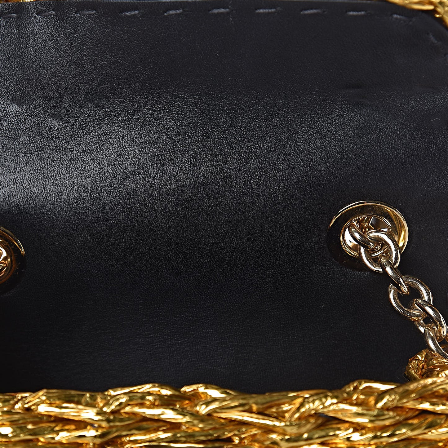 Metallic Coated Woven Raffia Shoulder Bag Gold
