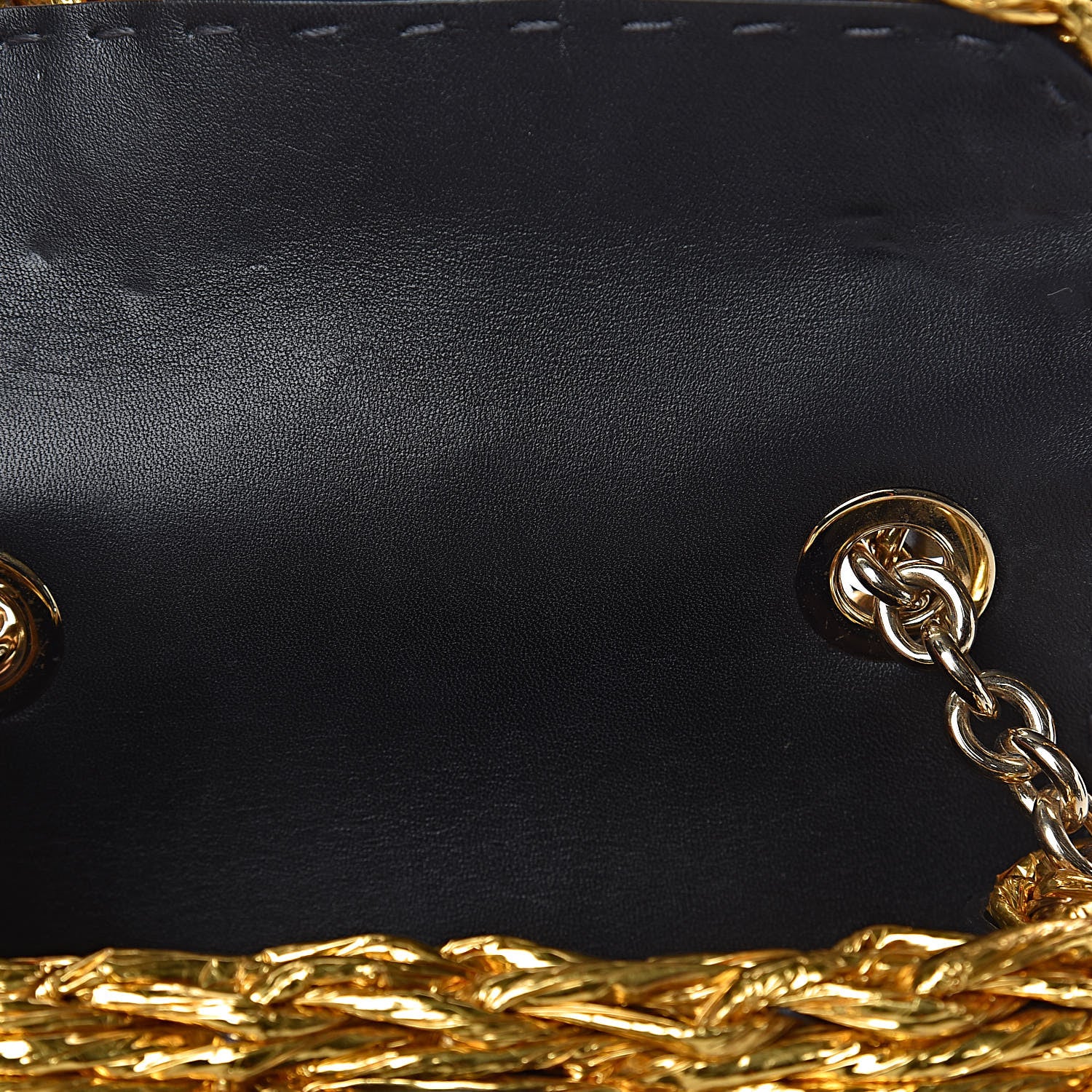 Dolce & Gabbana Metallic Coated Woven Raffia Shoulder Bag Gold 7 of 14