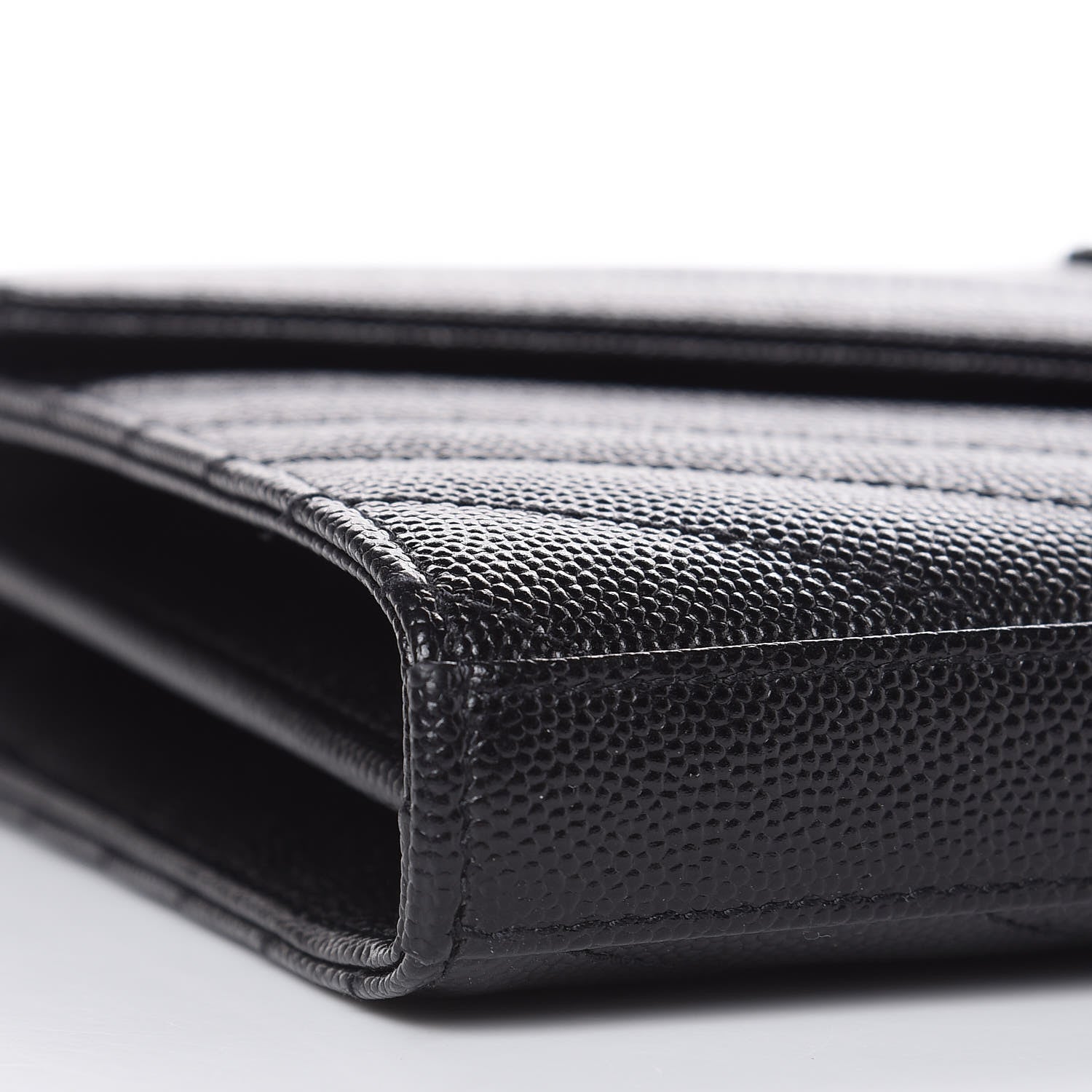 Saint Laurent Grain De Poudre Matelasse Chevron Monogram Chain Wallet Black 8 of 10