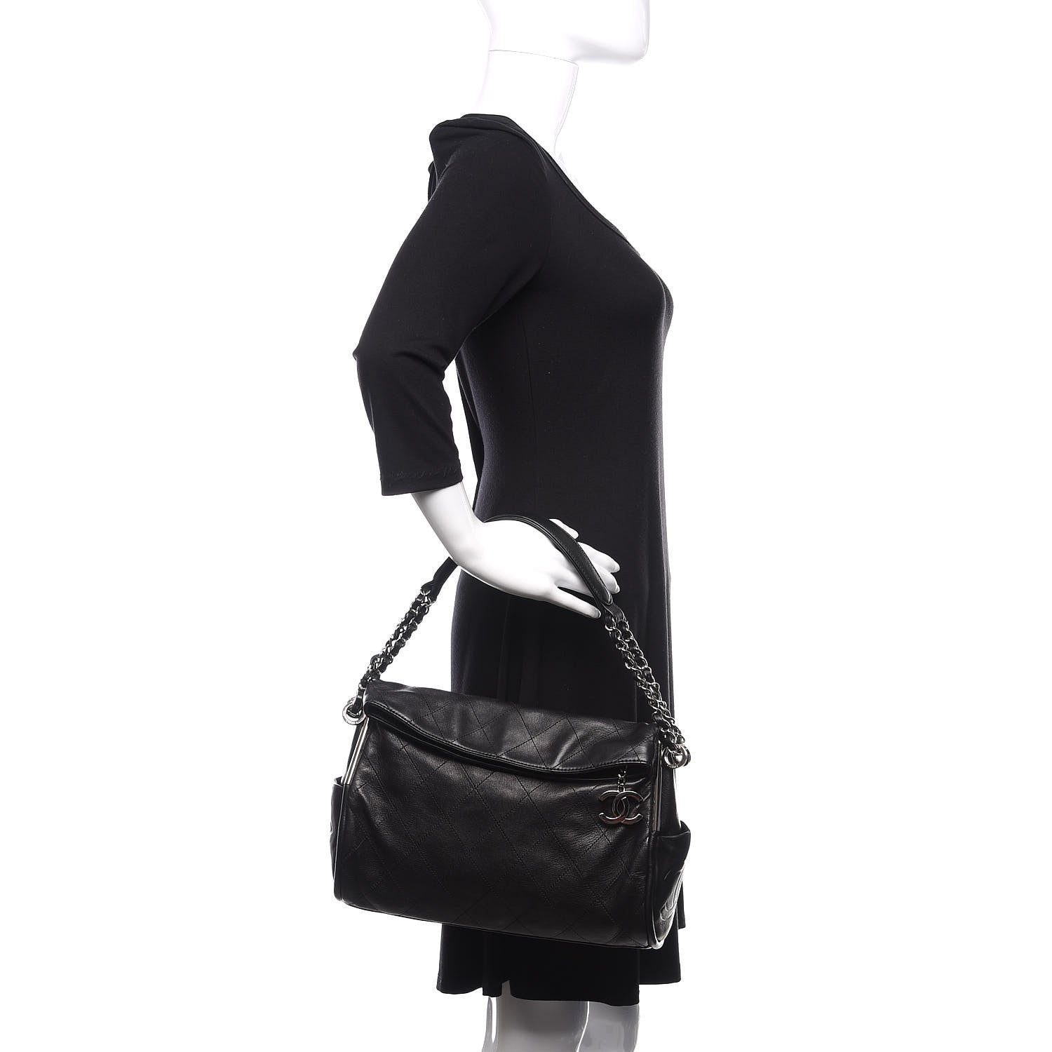 Chanel Lambskin Stitched Medium Ultimate Soft Tote Black 2 of 10