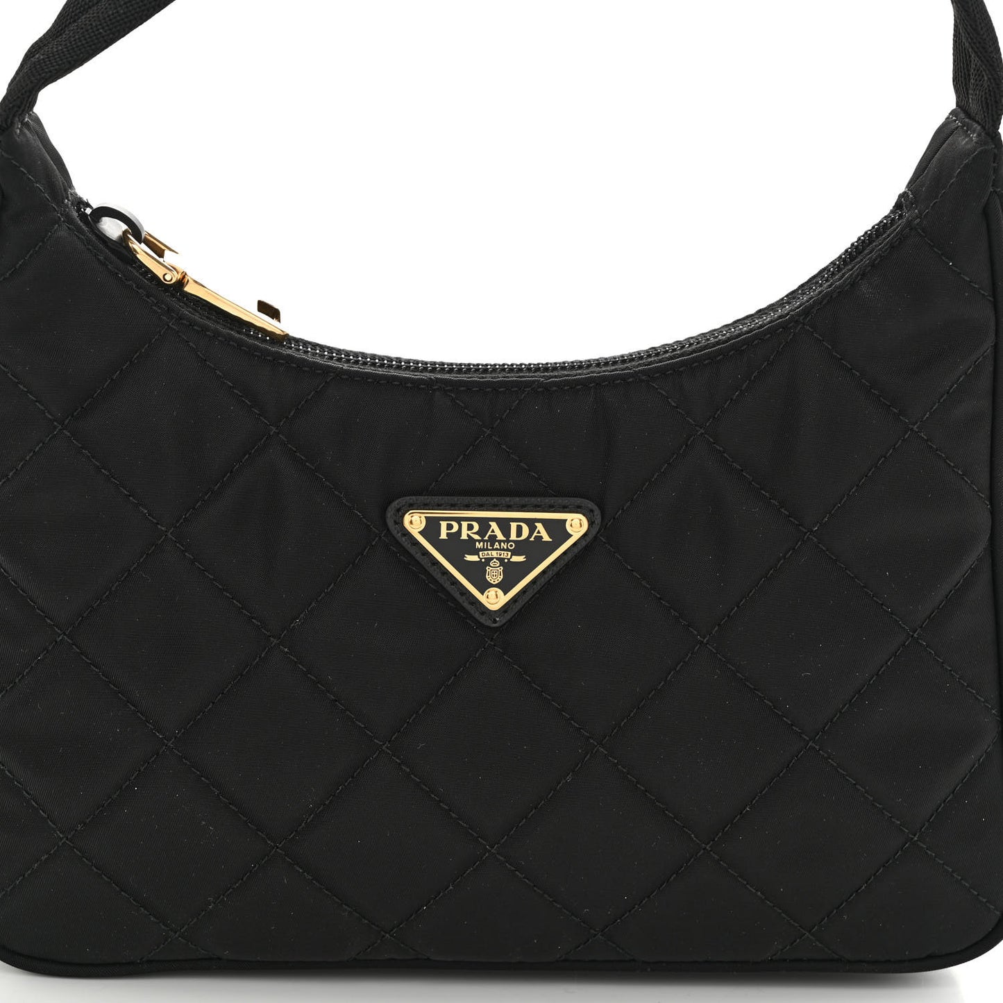 Tessuto Nylon Stitched Shoulder Bag Black