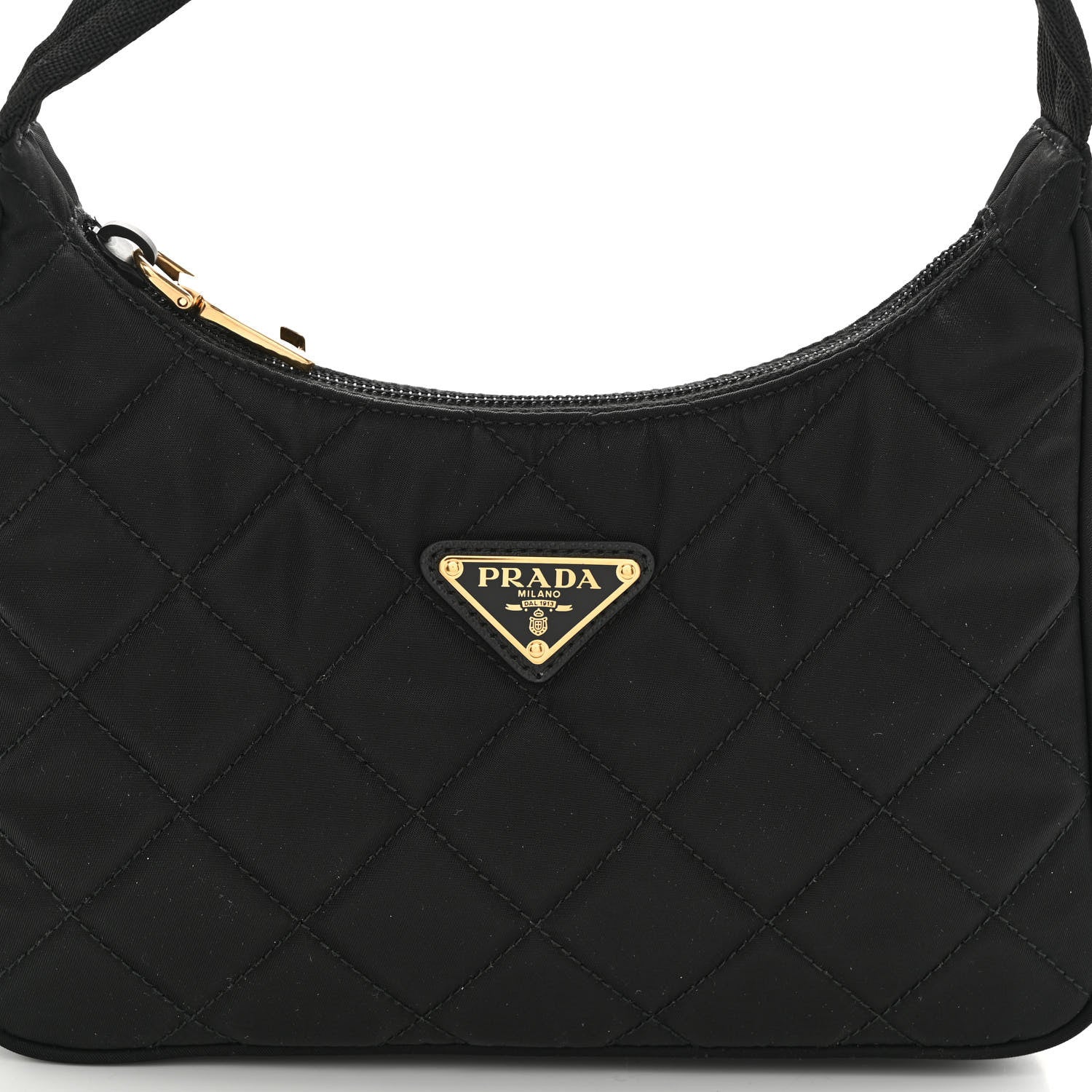 Prada Tessuto Nylon Stitched Shoulder Bag Black 7 of 9