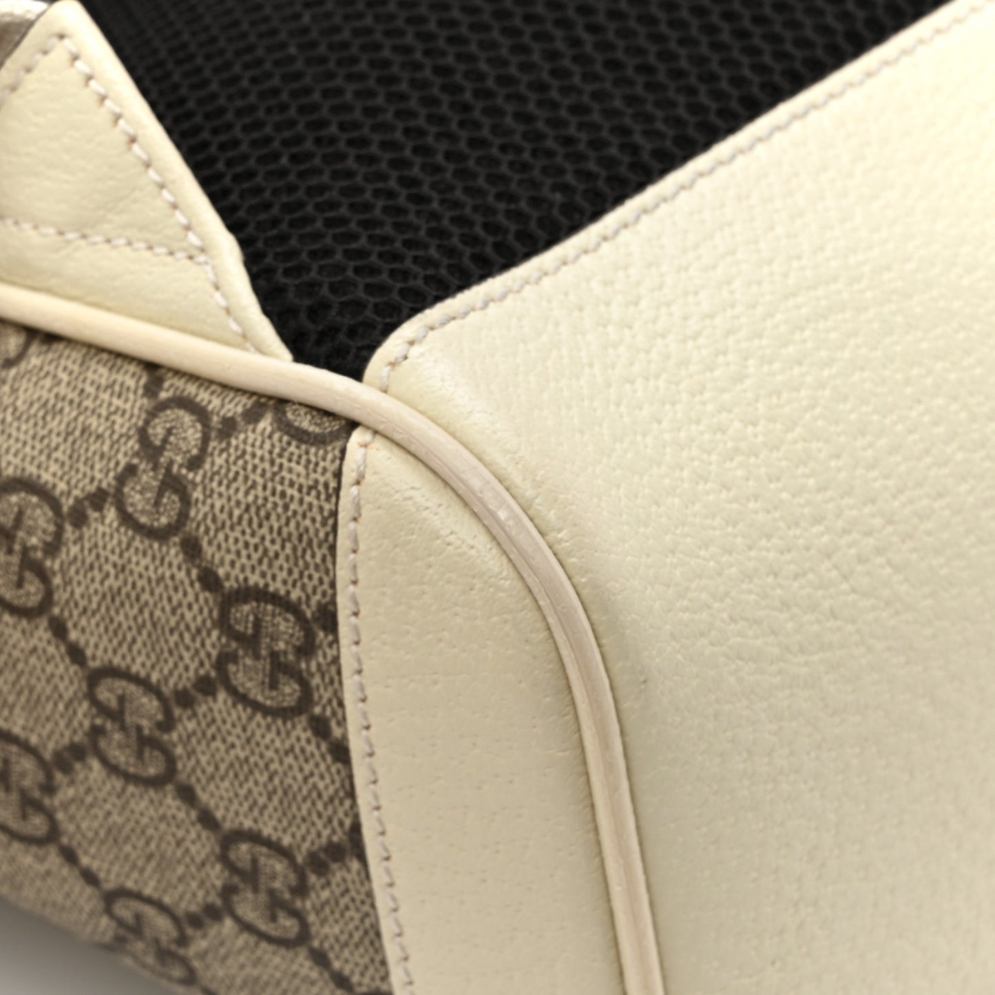 GG Supreme Monogram Textured Calfskin Web Small Ophidia Day Backpack Beige Ebony Mystic White