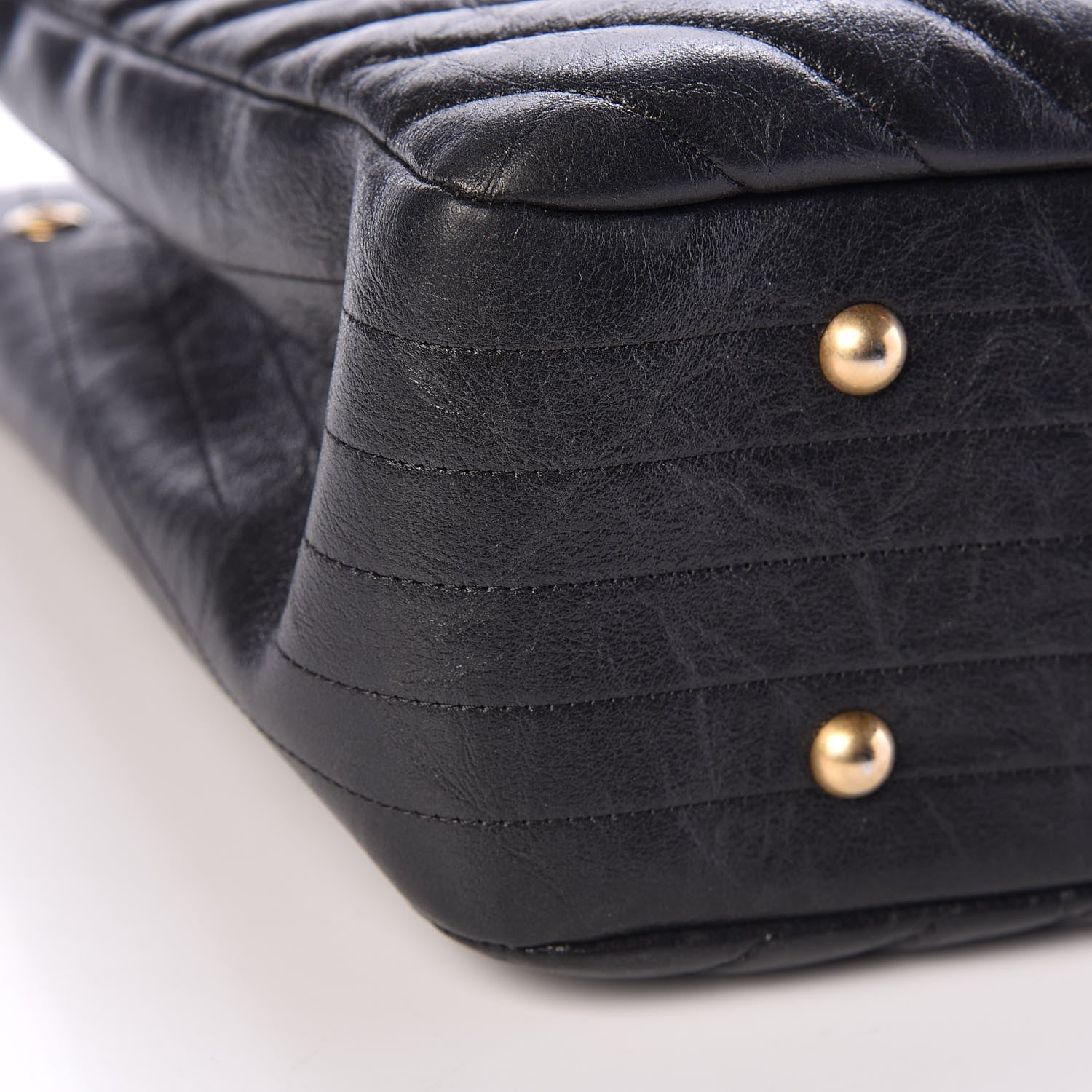 Chanel Iridescent Calfskin Chevron Quilted Shopping Tote Black 5 of 10