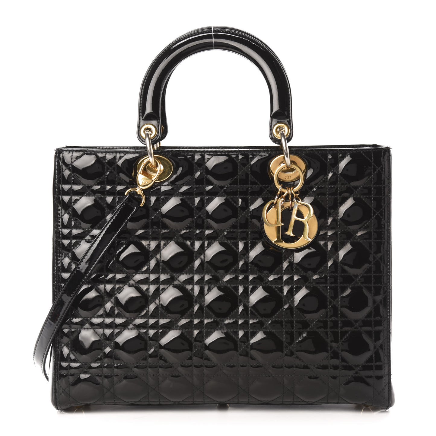 Patent Cannage Large Lady Dior Black