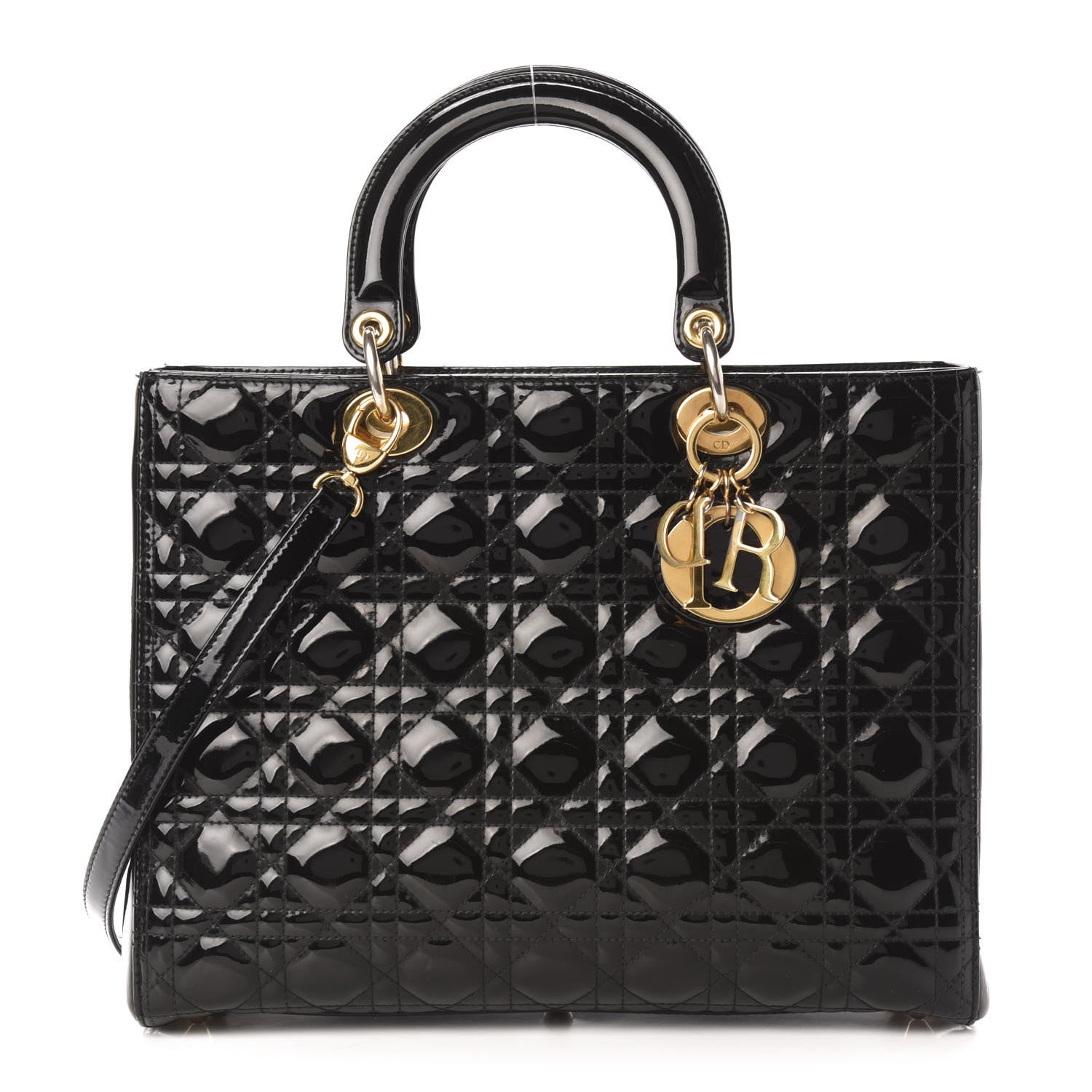 Christian Dior Patent Cannage Large Lady Dior Black 1 of 15