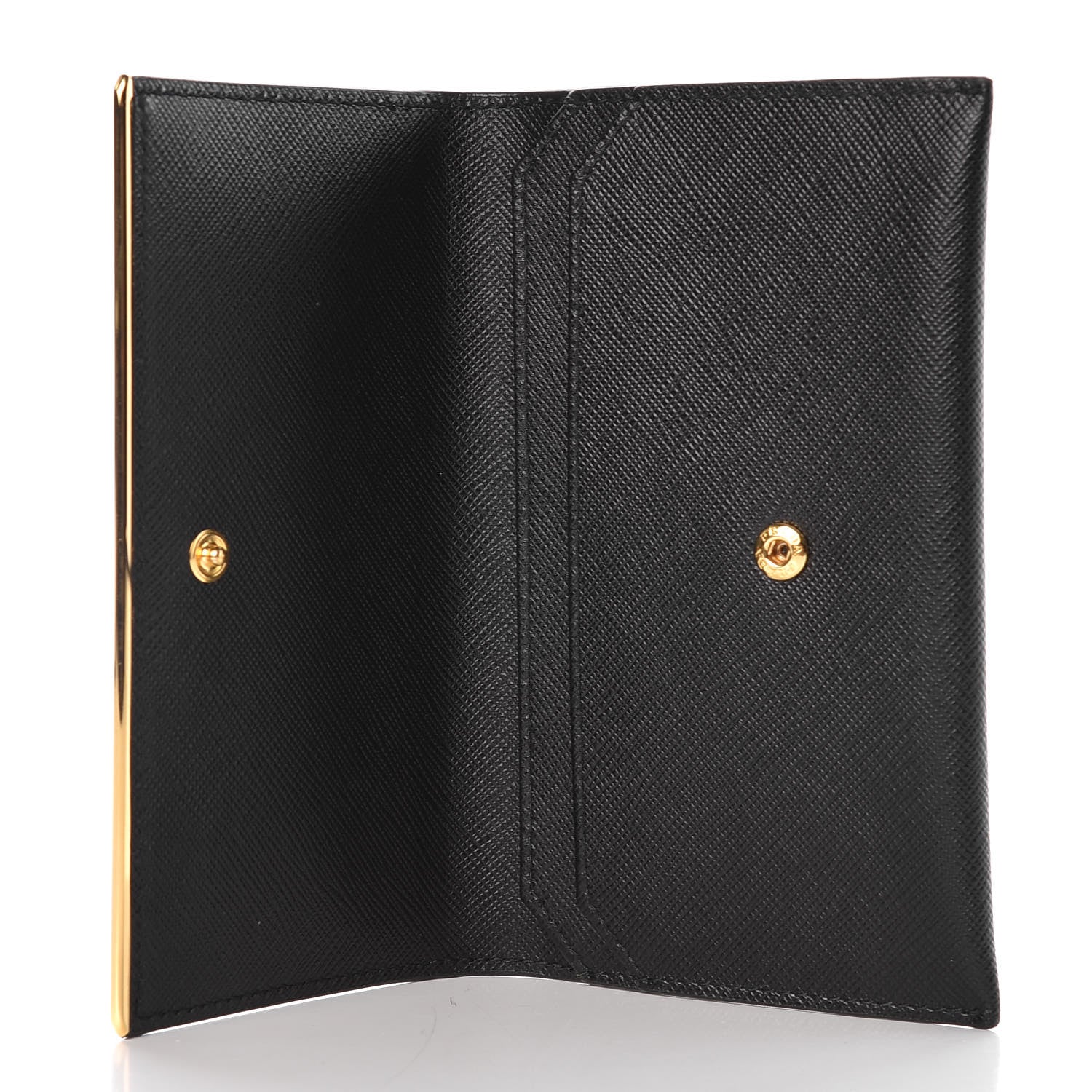 Prada Saffiano Metal Bar Flap Wallet Black 5 of 10