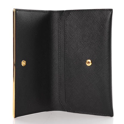 Prada Saffiano Metal Bar Flap Wallet Black 5 of 10