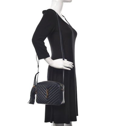 Saint Laurent Calfskin Matelasse Monogram Lou Camera Bag Navy 2 of 9