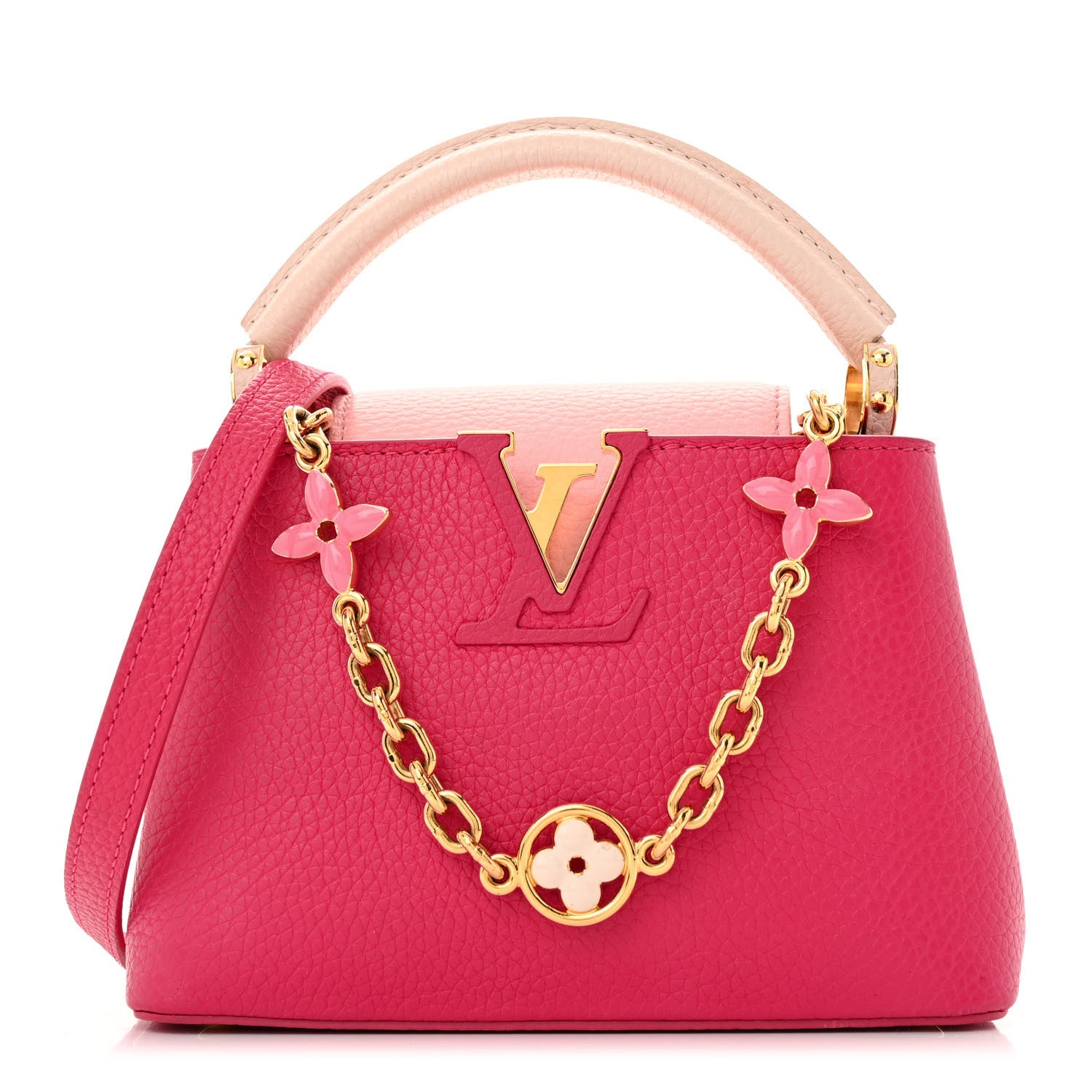 Louis Vuitton Taurillon Flower Chain Capucines Mini Rose Pondicherry 1 of 12