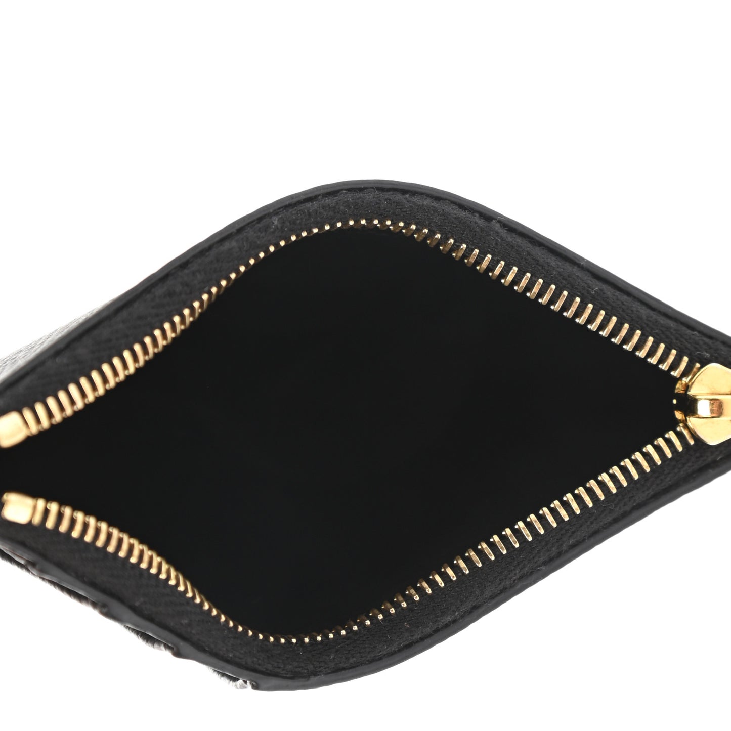 Grained Calfskin Zipped Card Holder Black