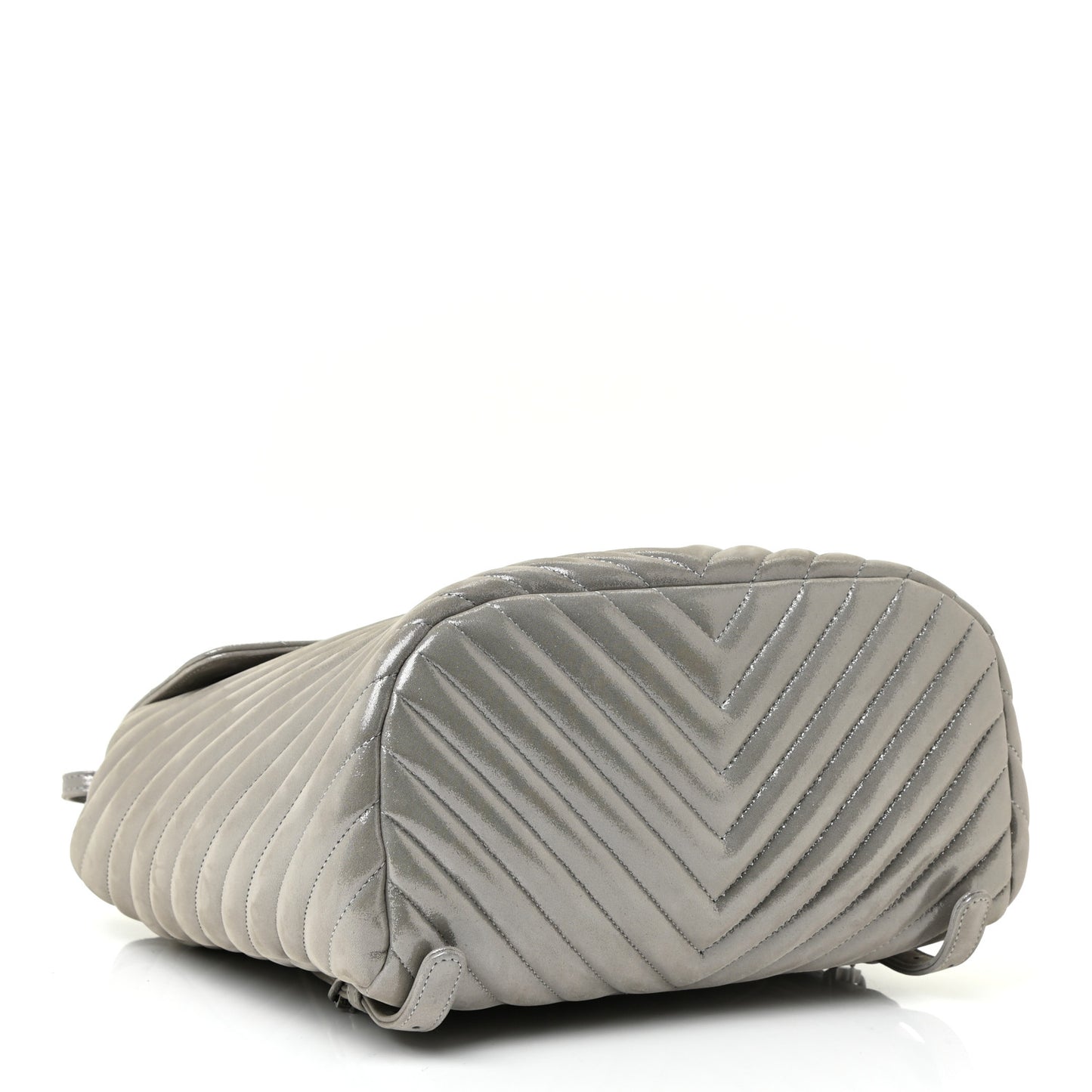 Iridescent Calfskin Chevron Quilted Small Urban Spirit Backpack Silver