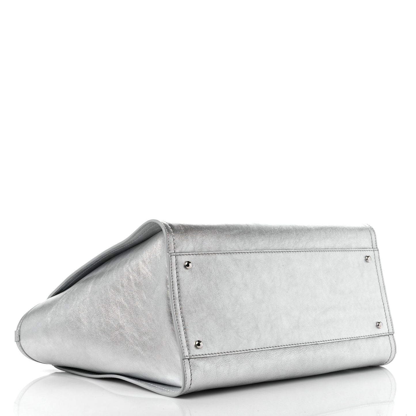 Metallic Calfskin Medium Deauville Tote Silver