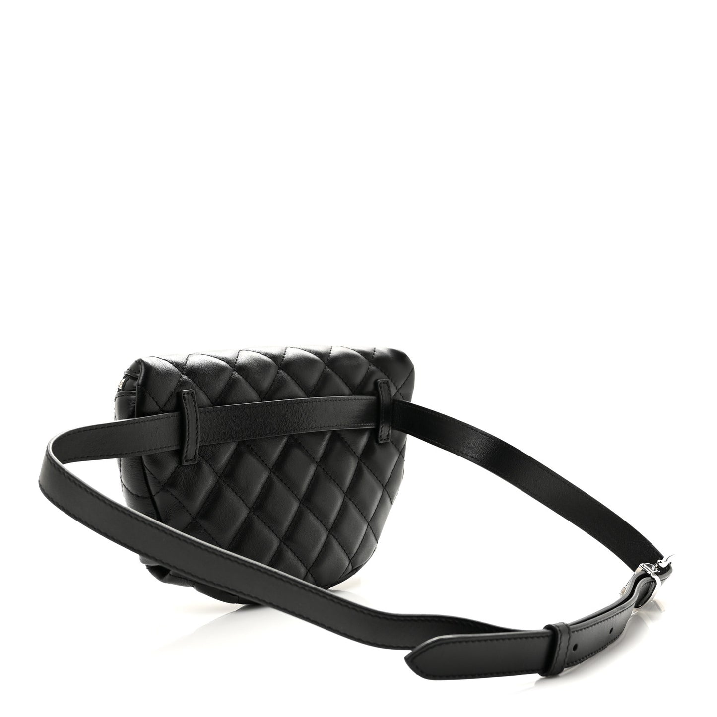 Calfskin Quilted Waist Belt Bag Black
