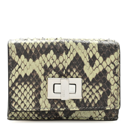 Fendi Elaphe Vitello Grace Python Print Micro Trifold Wallet Green Tea 1 of 7