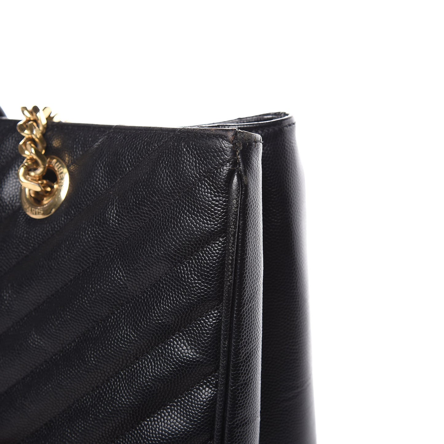 Grain De Poudre Matelasse Chevron Monogram Shopping Bag Black