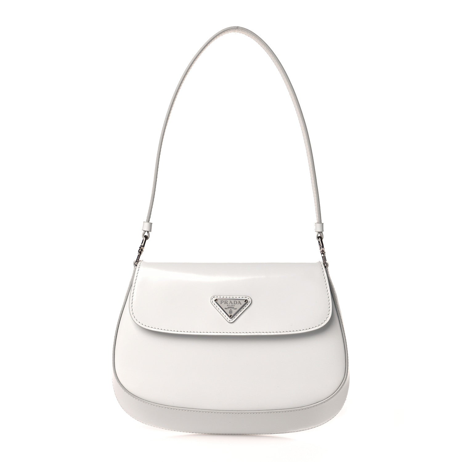 Prada Spazzolato Cleo Flap Shoulder Bag White 1 of 10