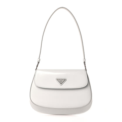 Prada Spazzolato Cleo Flap Shoulder Bag White 1 of 10
