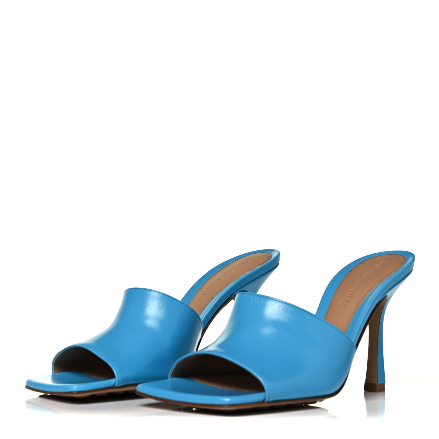 Lambskin Stretch Mule Sandals 35.5 Sky Blue