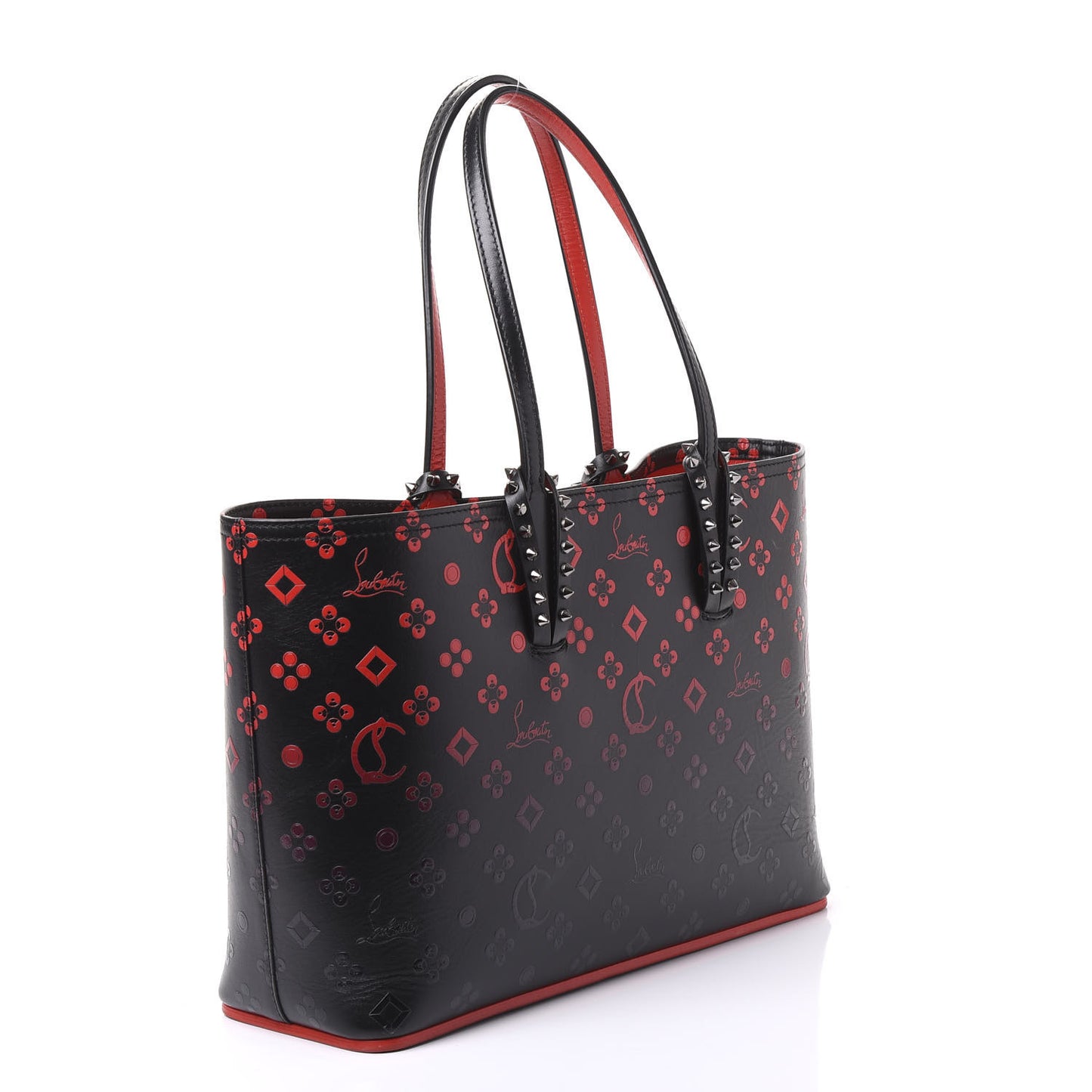 Perforated Calfskin Degrade Loubinthesky East West Cabata Tote Black Red