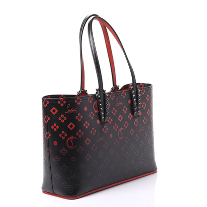 Christian Louboutin Perforated Calfskin Degrade Loubinthesky East West Cabata Tote Black Red 2 of 11
