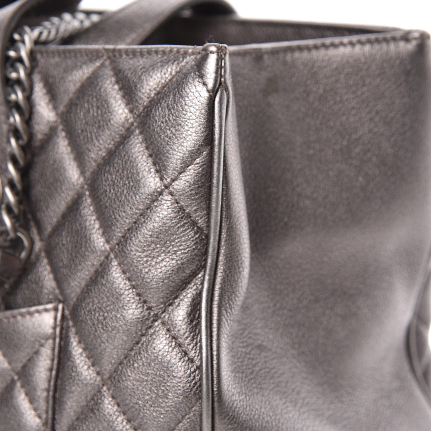 Chanel Metallic Grained Calfskin Quilted Large Casual Pocket Tote Silver 16 of 18