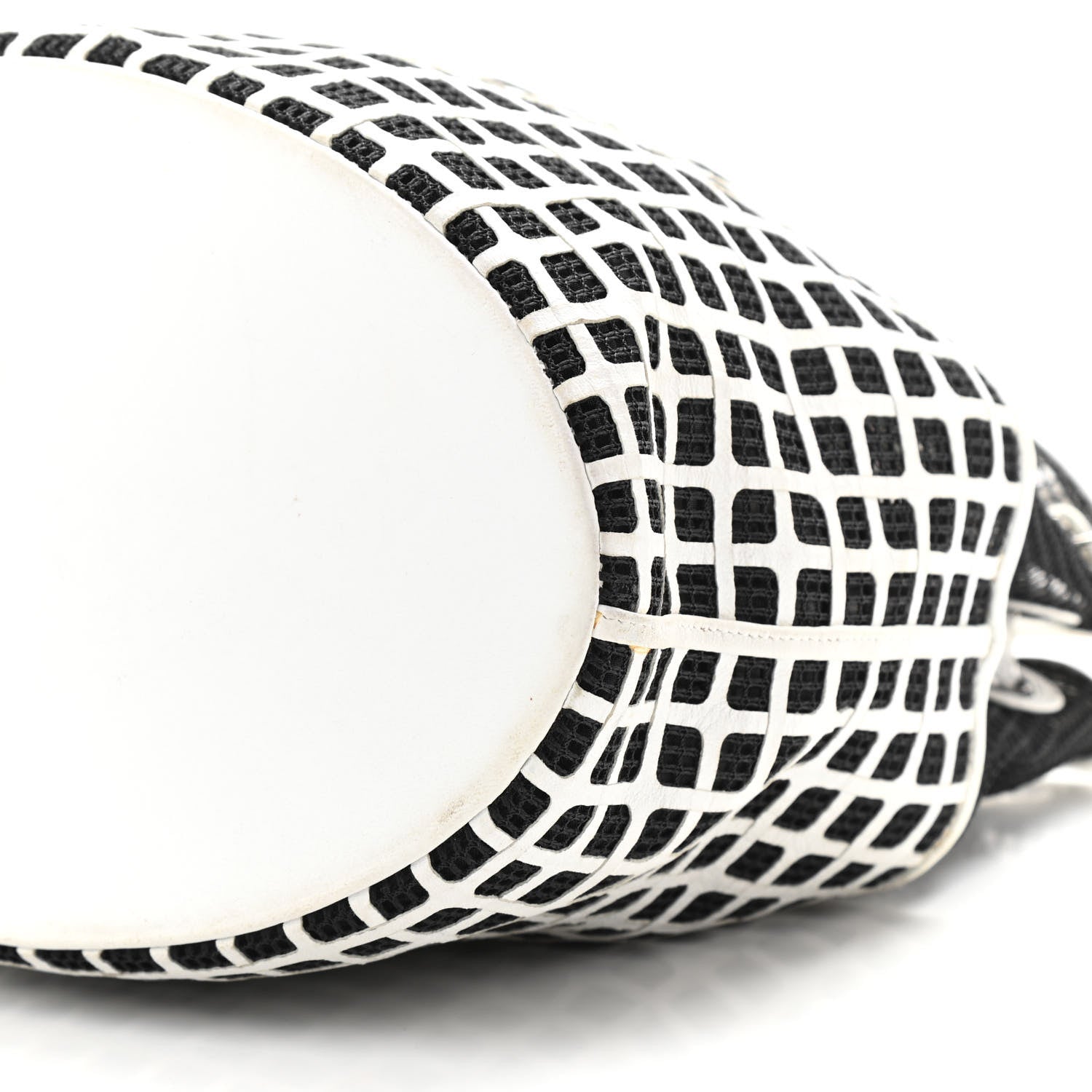 Chanel Calfskin Mesh Chain Bucket Bag Black White 10 of 17