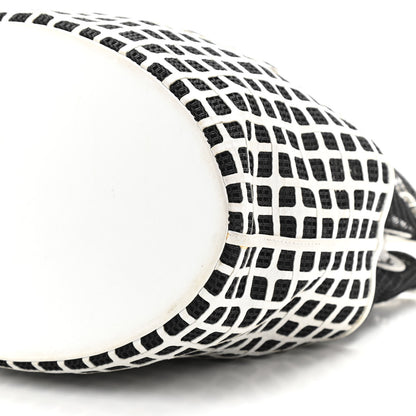 Chanel Calfskin Mesh Chain Bucket Bag Black White 10 of 17