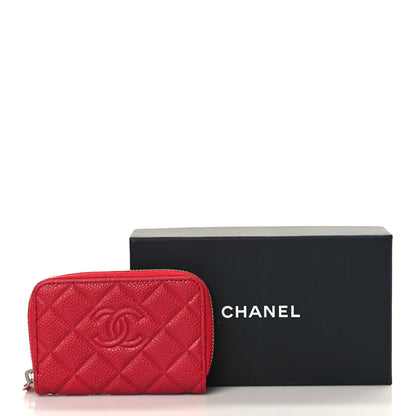 Chanel Caviar Quilted Diamond CC Zip Coin Purse Dark Pink 8 of 8