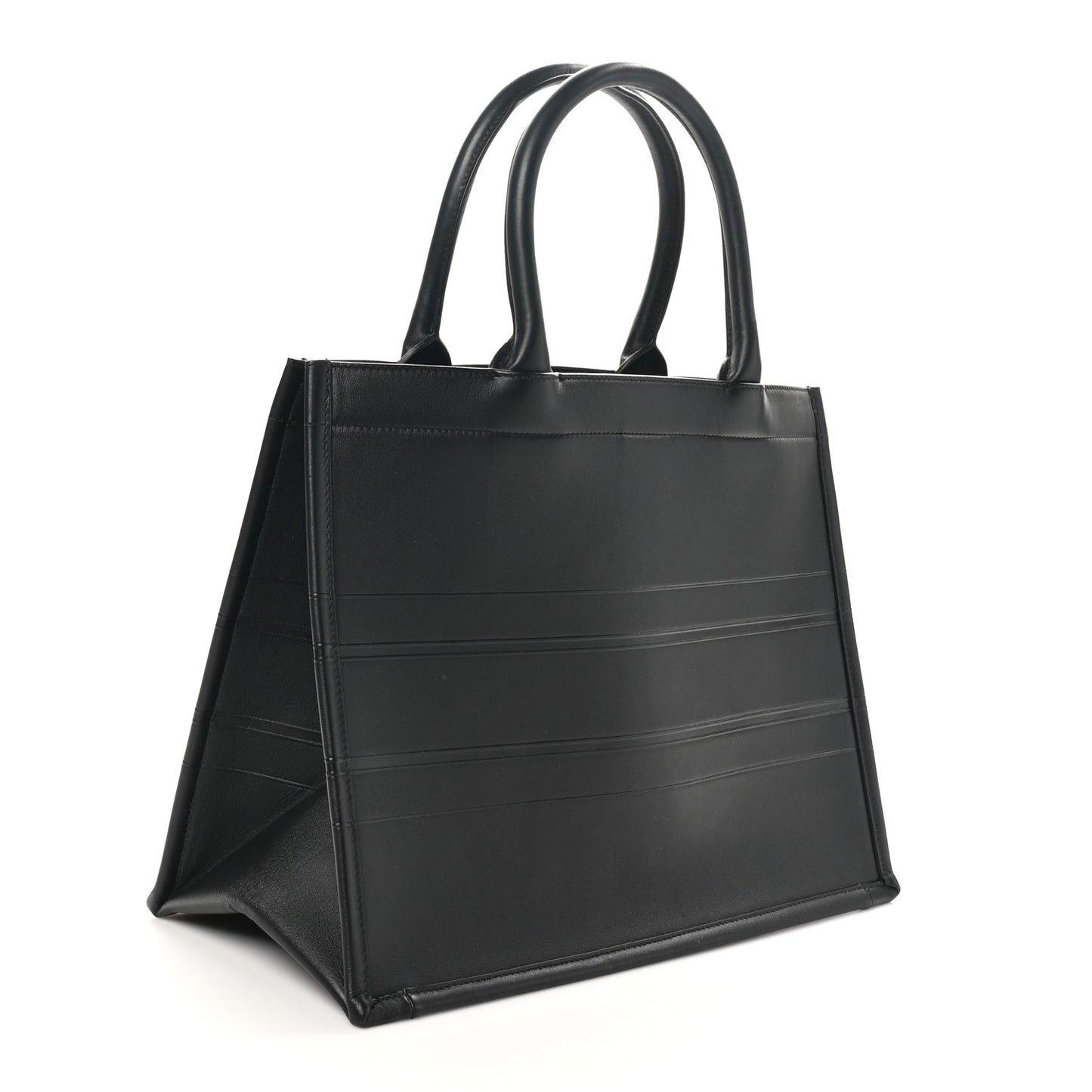 Calfskin Embossed Medium Book Tote Black