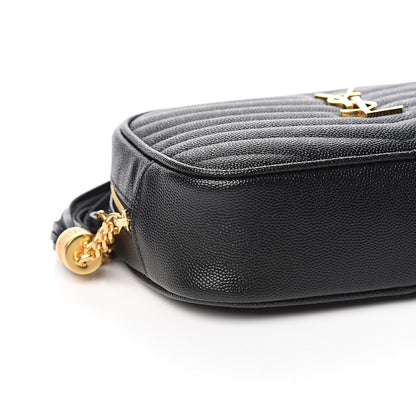 Saint Laurent Grain De Poudre Matelasse Monogram Mini Lou Camera Bag Black 6 of 9
