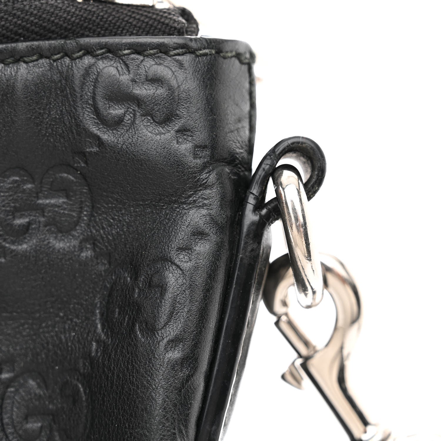 Gucci Guccissima Medium Flat Messenger Bag Black 12 of 16